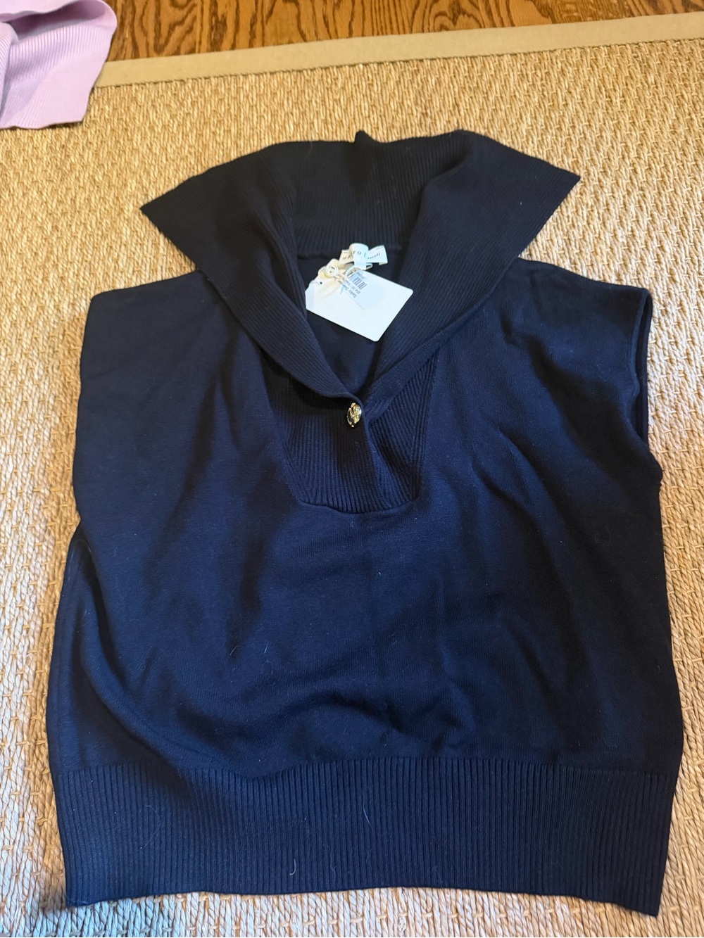 entro Classic Sleeveless V-Neck Shawl Collar Sweater Vest in Navy